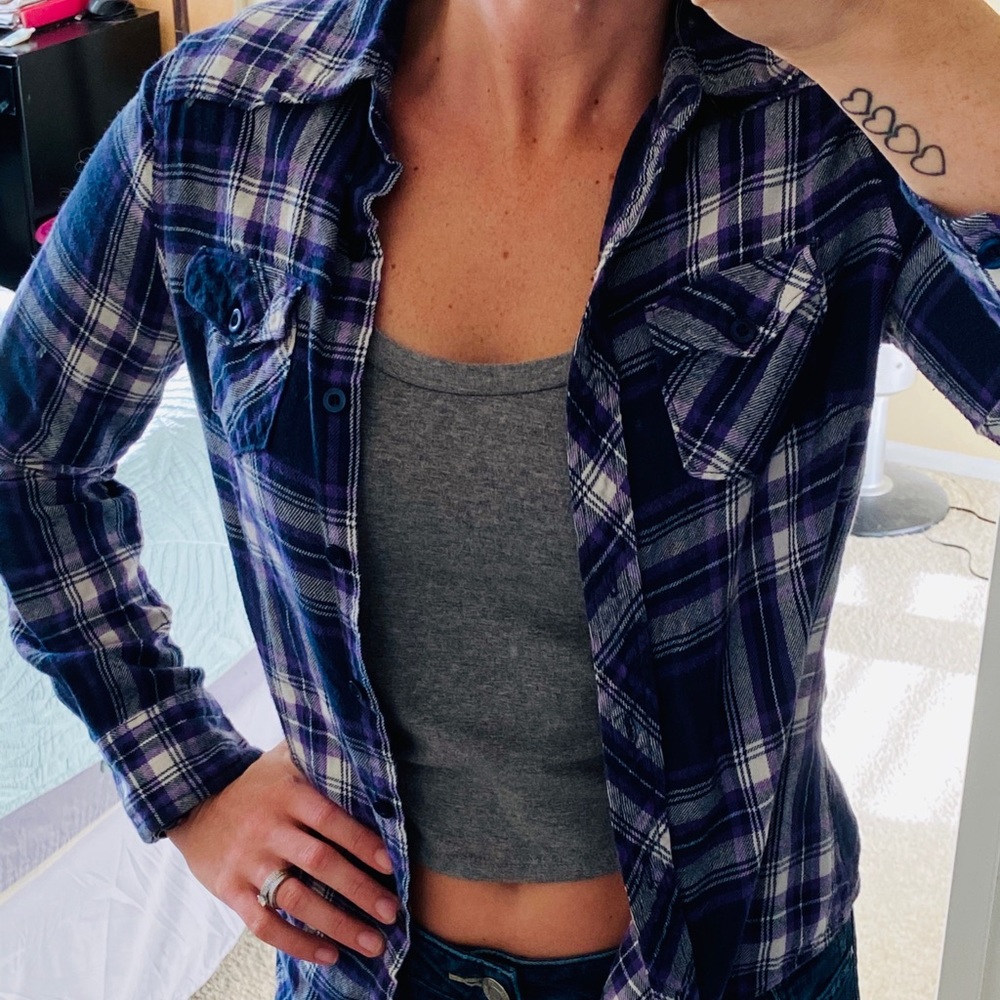 Purple/ Grey long sleeve flannel